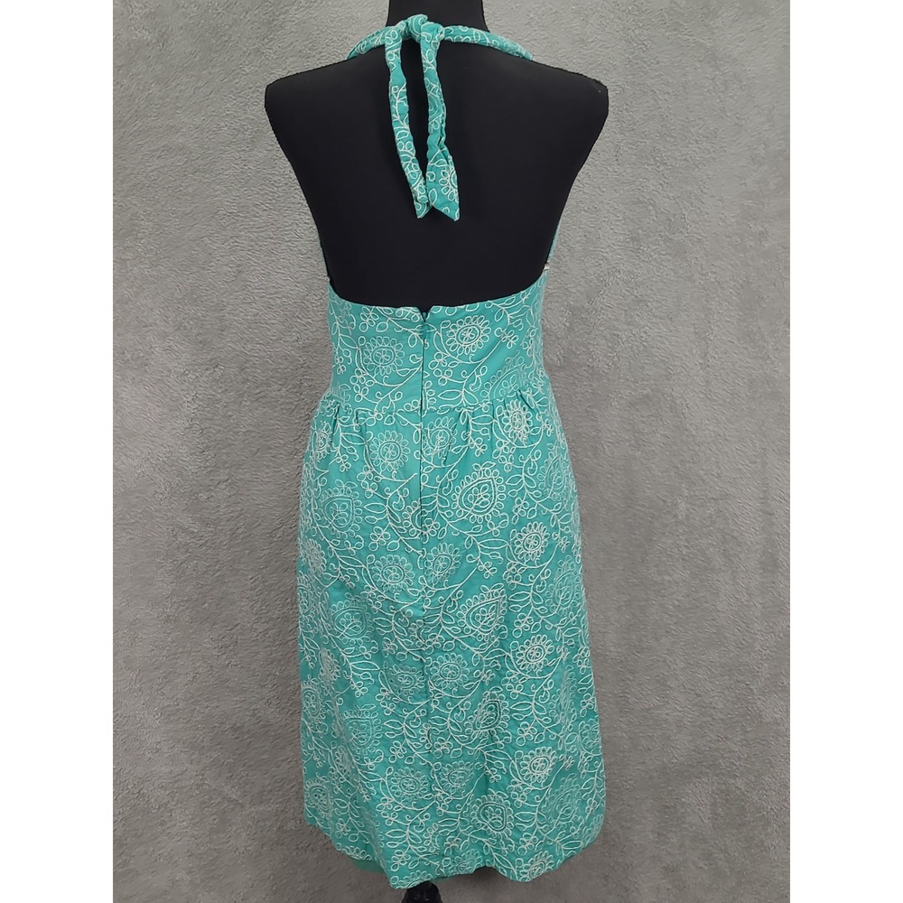 HAROLDS Turquoise White Paisley Embroidered Knee Length Sundress Size 6 - Picture 4 of 9